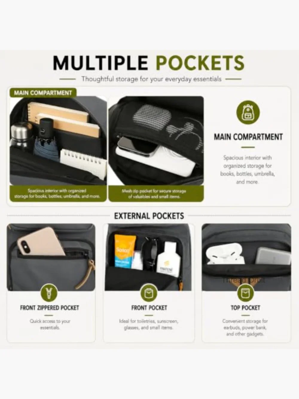 Waterproof Lightweight Sling Crossbody Bag with Multi-Pockets